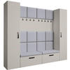 GARDEROBE Margaret XL 242/203/43 mit gepolsterten Paneelen und Schuhschrank - Kaschmir/Schwarz, Holzwerkstoff/Kunststoff (242/203/43cm) - Beautysofa