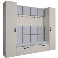 GARDEROBE Margaret XL 242/203/43 mit gepolsterten Paneelen und Schuhschrank - Kaschmir/Schwarz, Holzwerkstoff/Kunststoff (242/203/43cm) - Beautysofa