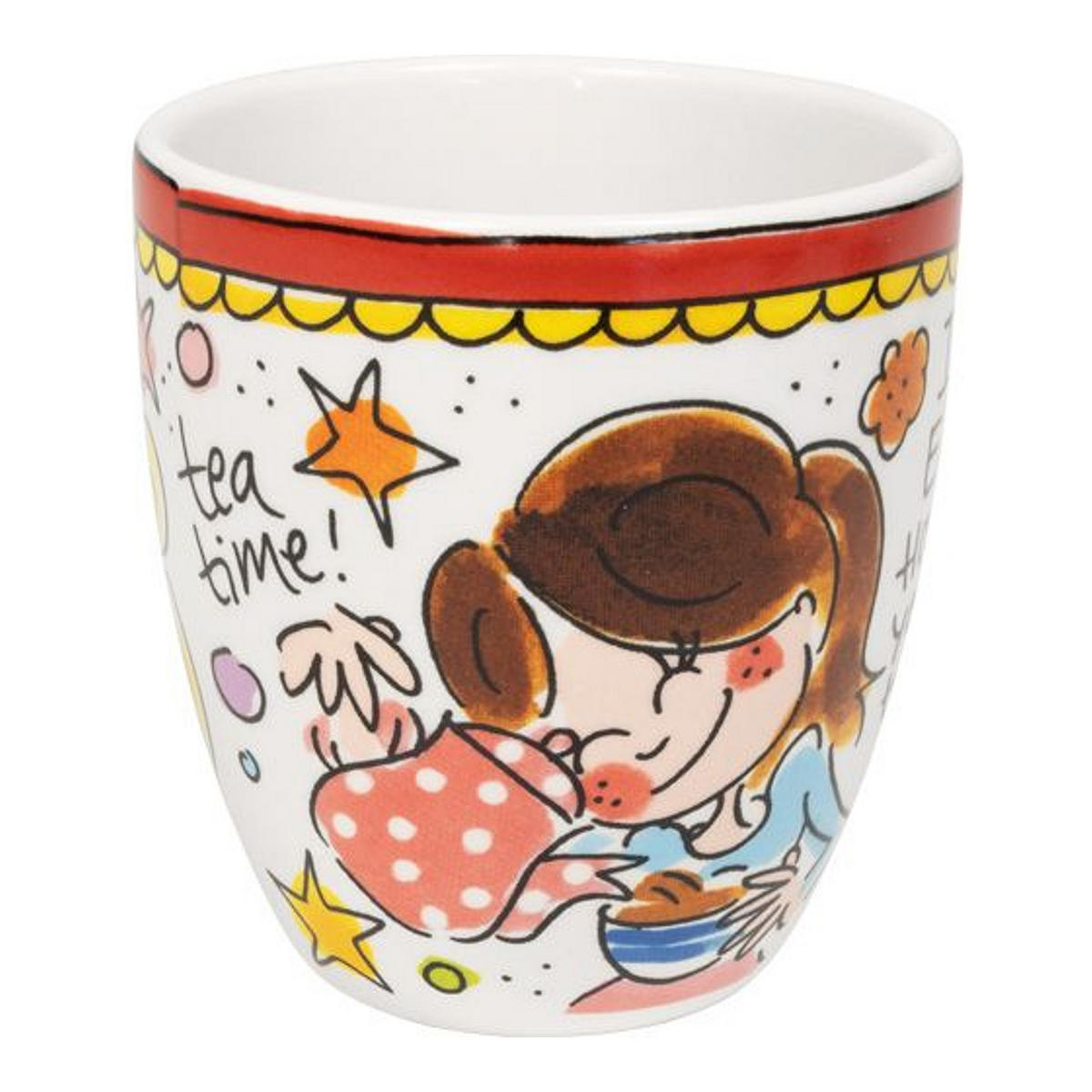 MINI-BECHER OHNE OHR Roter Rand in Bunt - 200 ml - Multicolor, Keramik (0.2L) - Blond Amsterdam