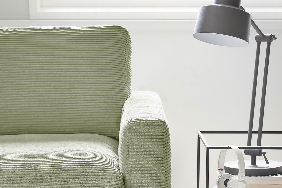ECKSOFA CARA Grün Cord - Schwarz/Grün, Textil/Metall (272/190cm) - KAWOLA