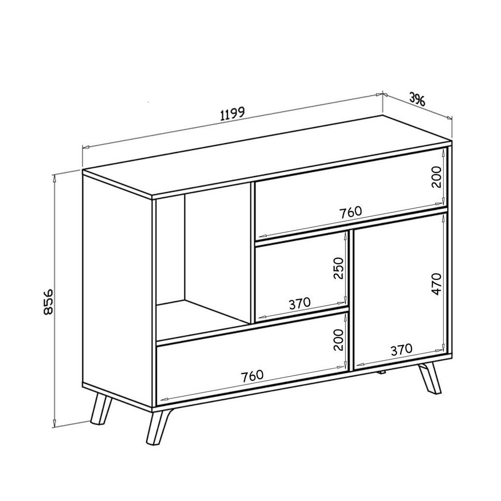 Thumbnail - Skraut Home Sideboard, Mehrfarbig, Holzwerkstoff, Rechteckig, 120x86x40 cm, Wohnzimmer, Kommoden & Sideboards, Sideboard...