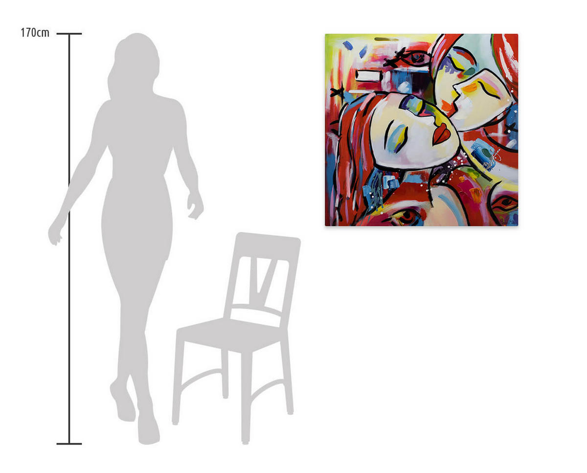 ÖLGEMÄLDE 80/80 cm - Multicolor, Holz/Textil (1.48/80cm) - KUNSTLOFT