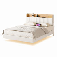 POLSTERBETT 140/190 cm Weiß mit LED, Stauraumbett mit USB-C Anschluss, Bettgestell mit Stauraum Kopfteil, Doppelbett - Weiß, Holz/Metall (140/190cm) - Joyfair