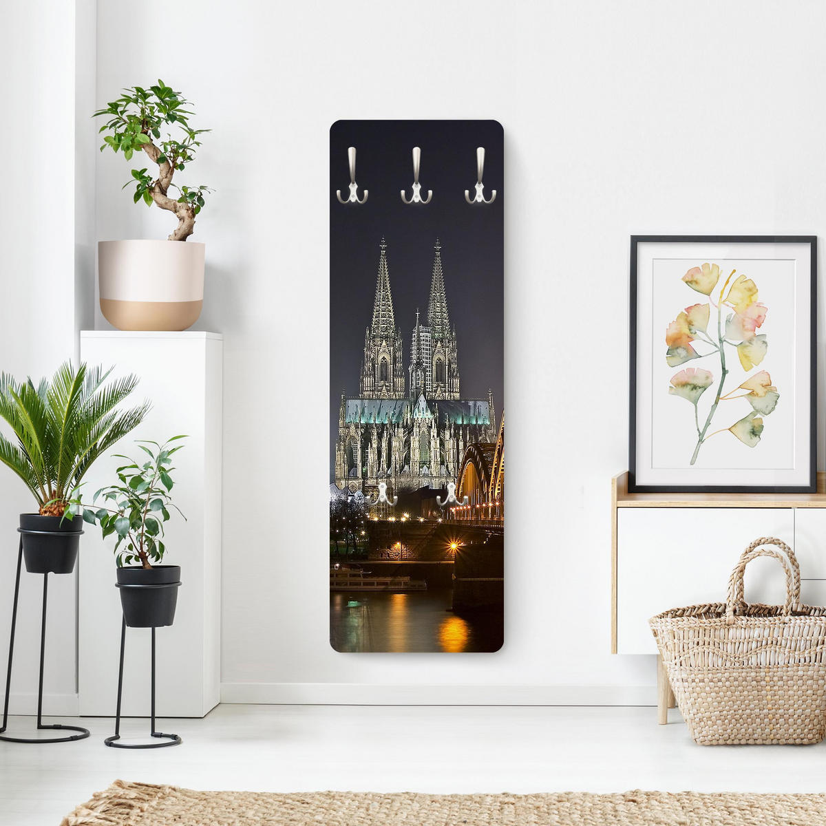 WANDGARDEROBE - Kölner Dom 34/105 cm - Grau, Holzwerkstoff (34/105/1.6cm) - Bilderwelten