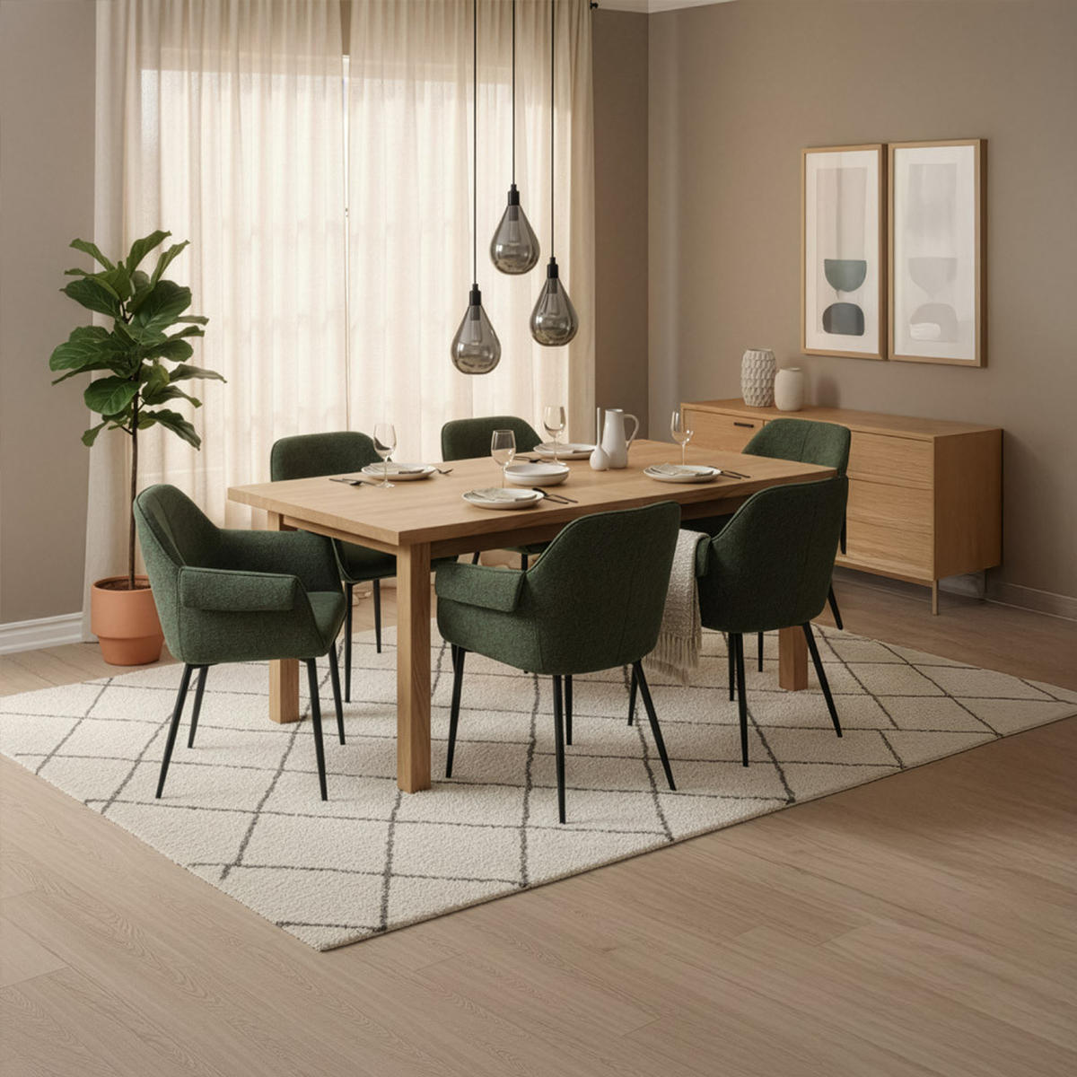 ESSZIMMERSTUHL chenille CHENO - 4er Set Grün - Grün, Kunststoff (71/74.5/63cm) - Home Deluxe