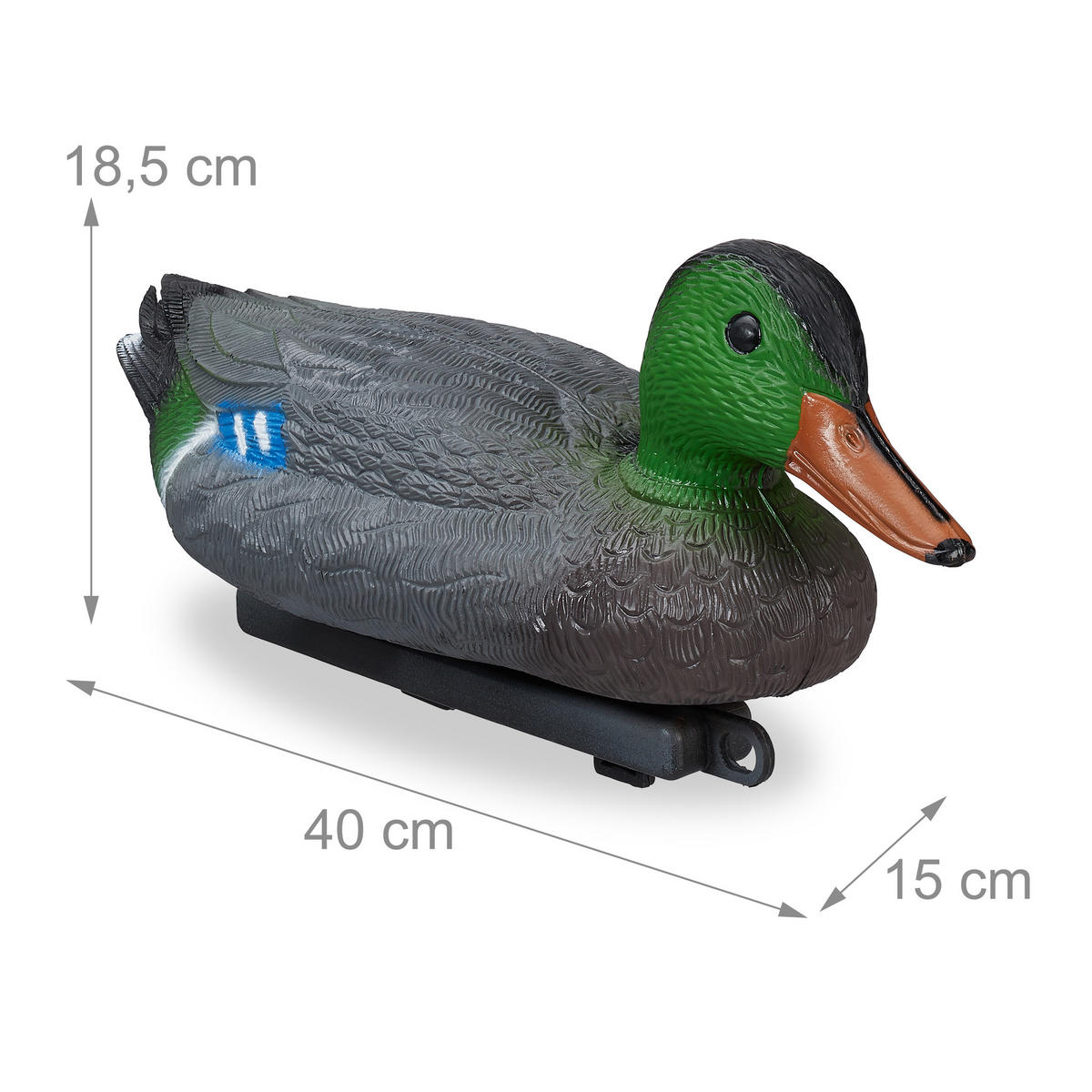 KACHNA na rybníku - antracitová, plast (40/15/18.5cm) - Relaxdays