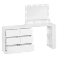 SCHMINKTISCH,MIT Rechteckigem LED Spiegel,134.5*80*40cm - Weiß, Holzwerkstoff (90/134.5/40cm) - Vallsero