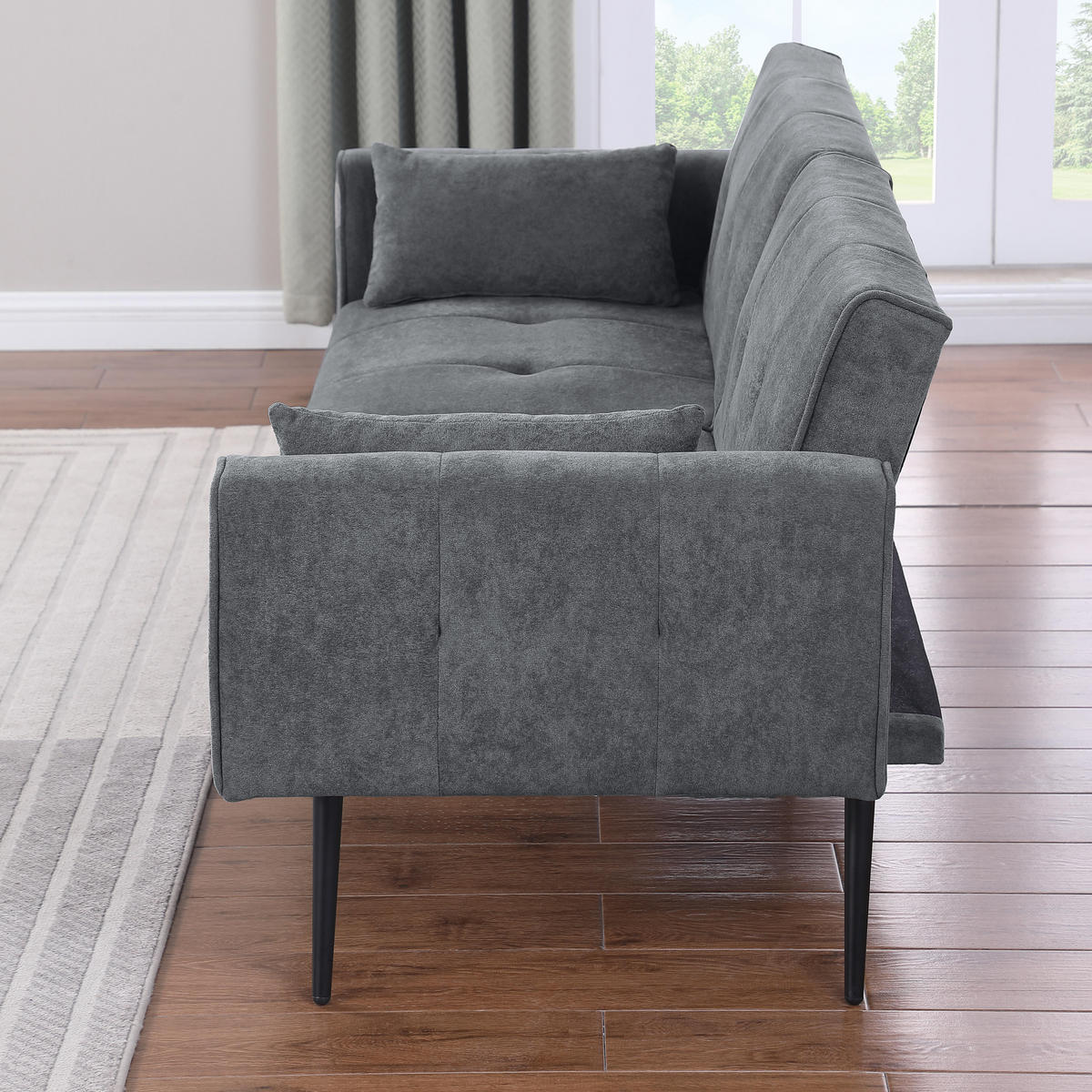 SCHLAFSOFA 175/71/71 cm Grau Cord - Grau, Textil (175/71/71cm) - Oxeza