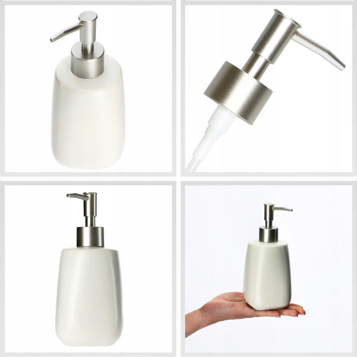 BADEZIMMERSET SEIFENSPENDER + WC-Bürstengarnitur, weiß - Weiß, Keramik/Kunststoff (12/36cm) - KADAX