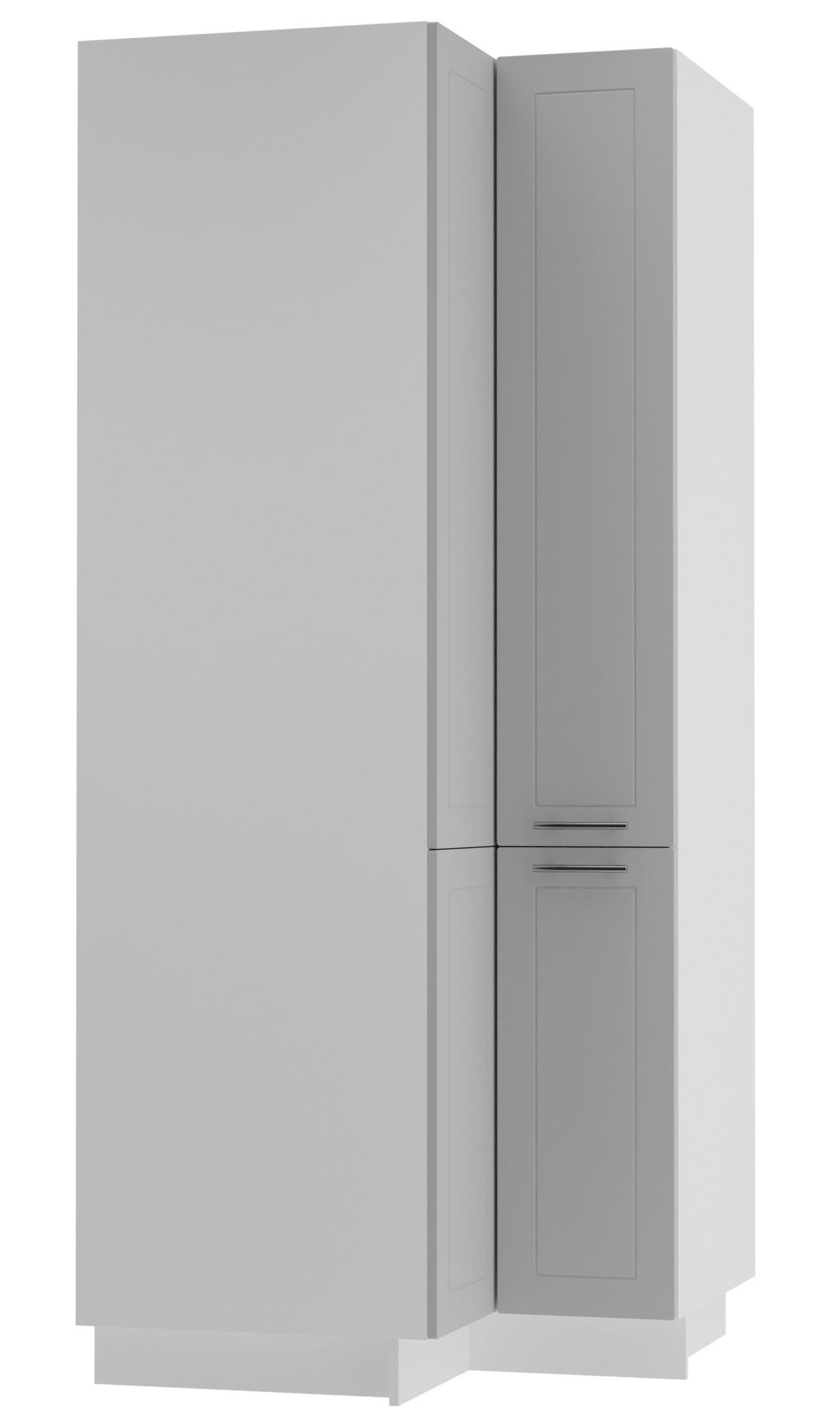 ECKVORRATSSCHRANK Kvantum D24N/207 Weiß / Dust Grey Matt - Weiß/Grau, Holz/Holzwerkstoff (90/207/90cm) - Feldmann-Wohnen