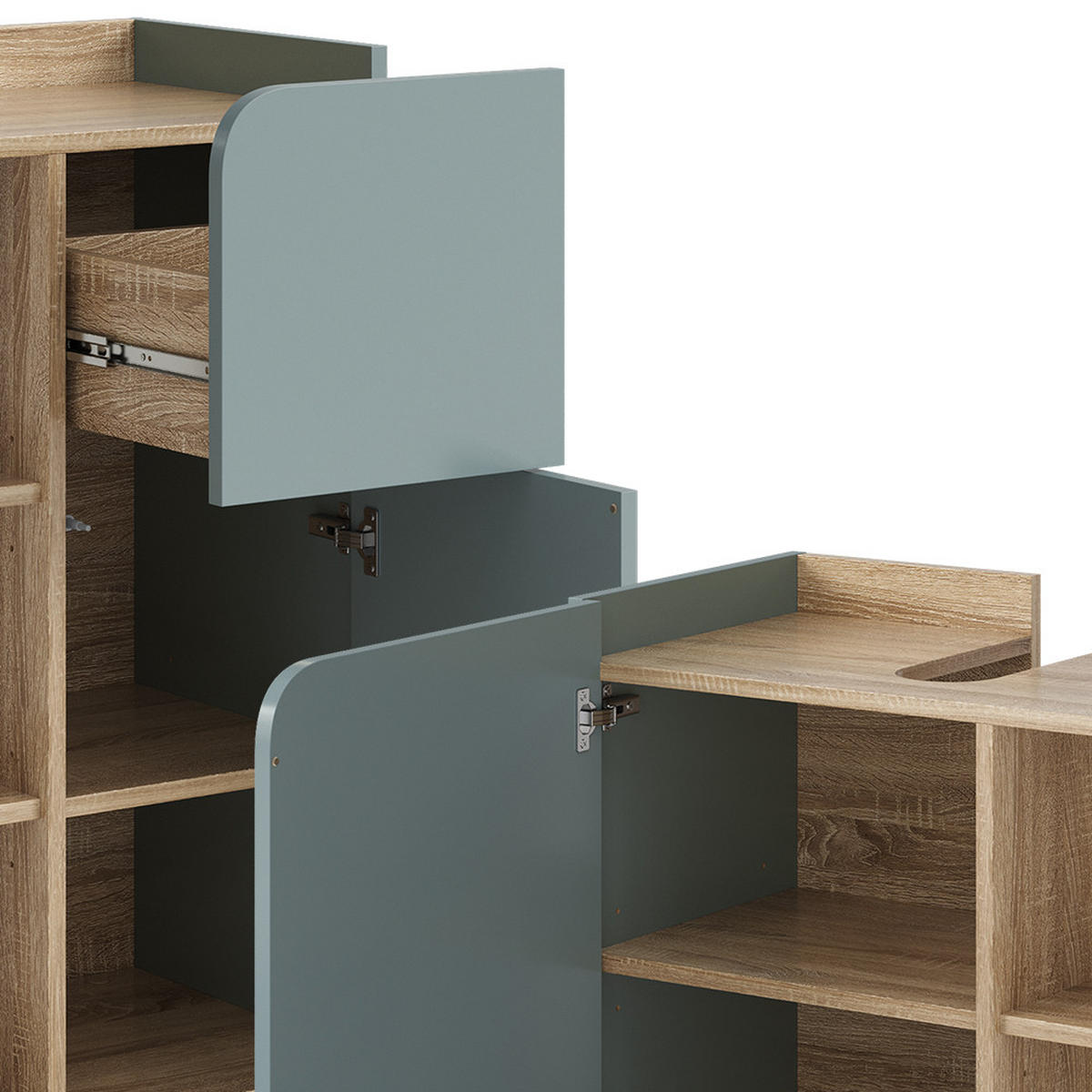 BADMÖBEL-SET Karen Blau-Grau 4 Teile - Blau, Holzwerkstoff (60/65/35cm) - Vicco