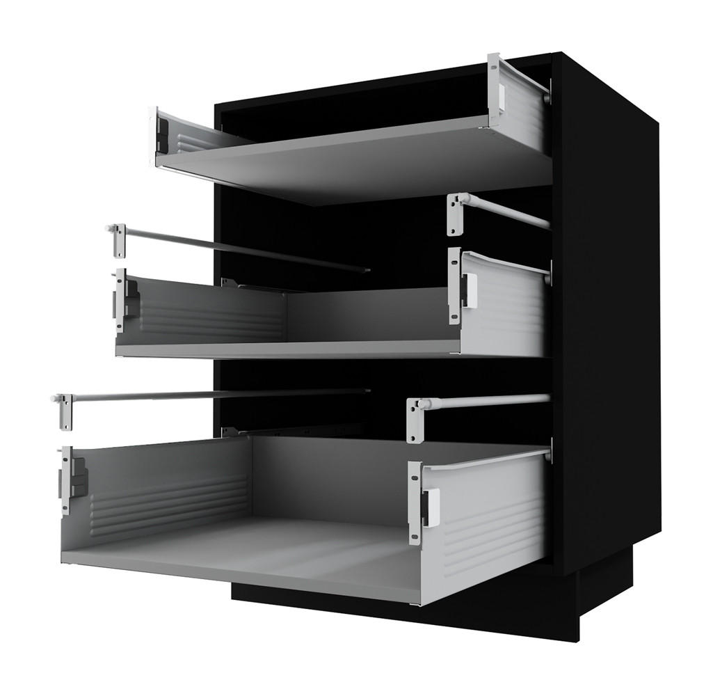 SCHUBLADENUNTERSCHRANK Kvantum D3M/60 60 / 50 / 82cm - Creme/Schwarz, Holz/Holzwerkstoff (60/82/50cm) - Feldmann-Wohnen