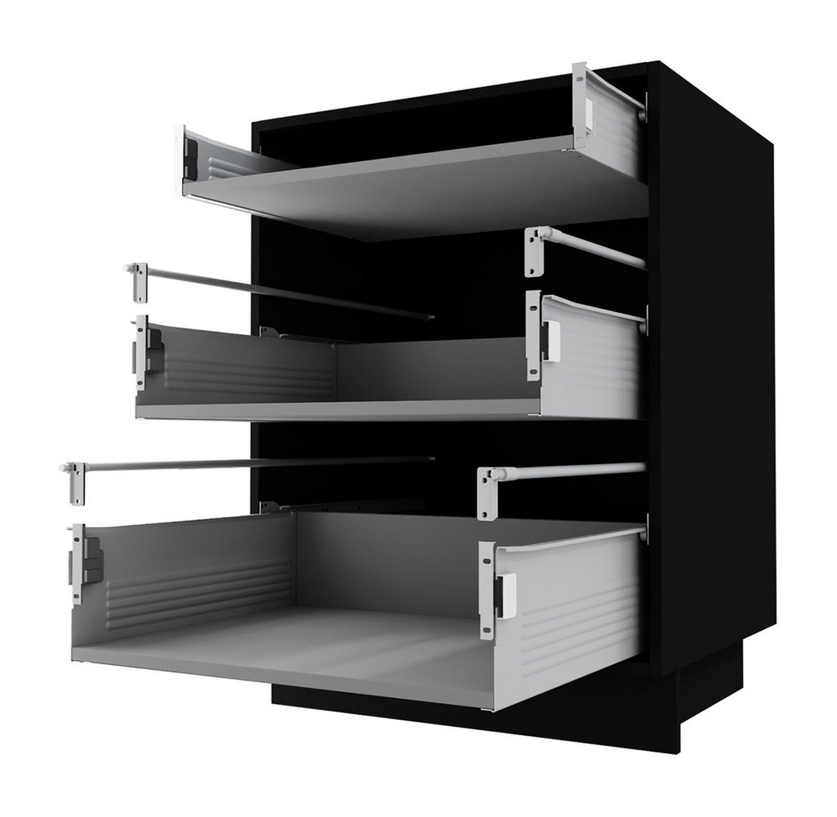 SCHUBLADENUNTERSCHRANK Kvantum D3M/60 60 / 50 / 82cm - Creme/Schwarz, Holz/Holzwerkstoff (60/82/50cm) - Feldmann-Wohnen