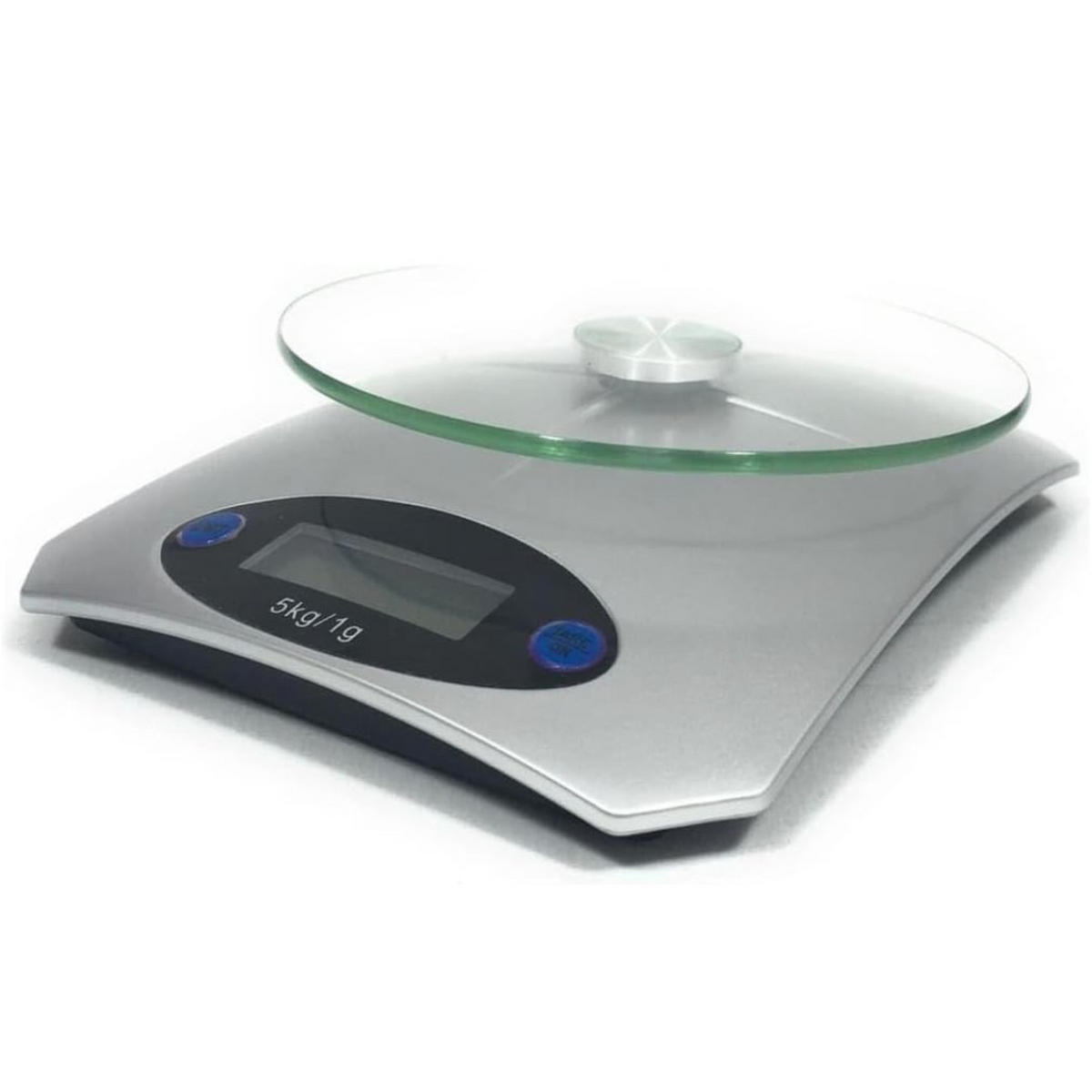 KÜCHENWAAGE Edelstahl 5kg, Digital, Wiegeteller, Feinwaage, Briefwaage, Grammwaage, Präzision, Tara, LCD, Kochen, Backen, Waage, Präzise, - Silberfarben, Kunststoff - Mia