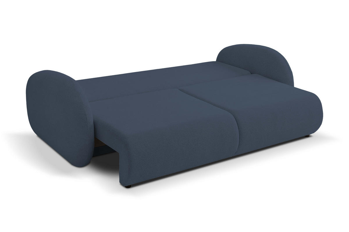 SOFA LOOP Schlaffunktion & Bettkasten PUR-Schaum Schwarze Kunststofffüße skandinavischer Stil lose Rückenkissen freistehend 234x112x86 cm Dark blue - Dunkelblau, Holz/Textil (234/86/112cm) - DomoHome