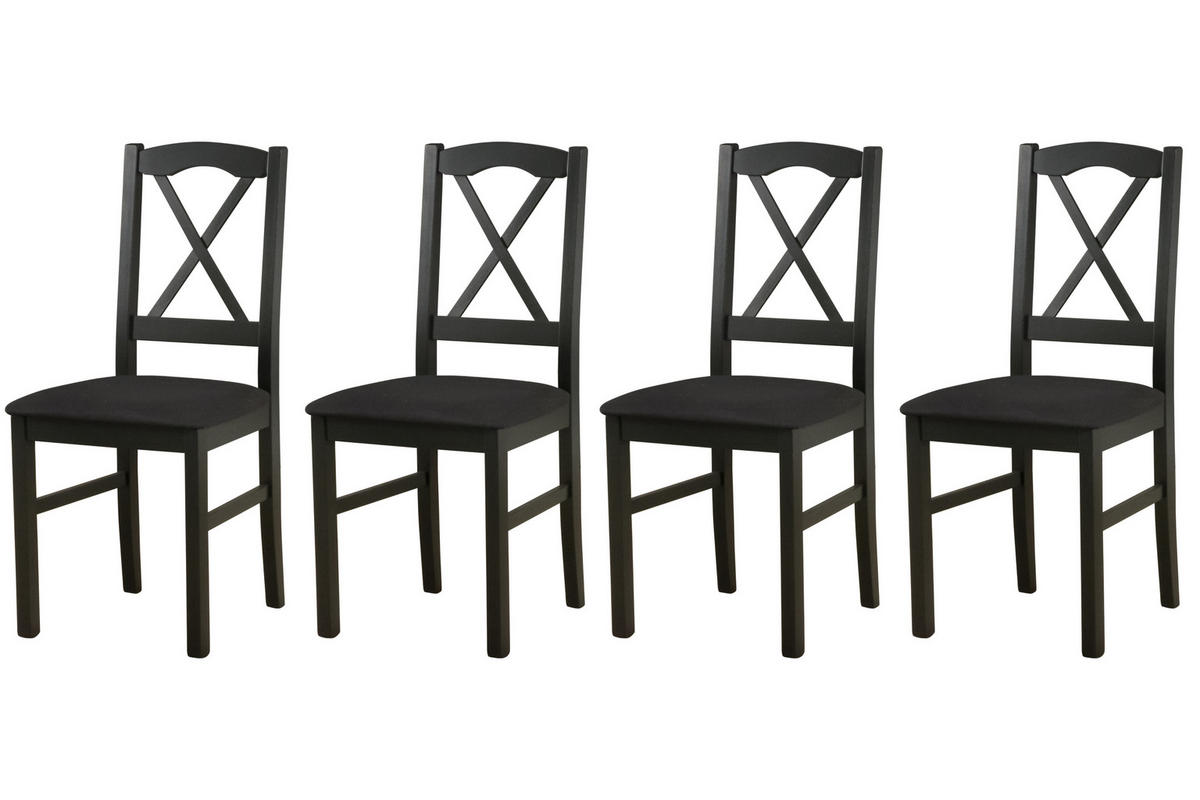 STUHL Nilo 11 (4er Set) - Schwarz, Holz (43/94/40cm) - Leaf Design
