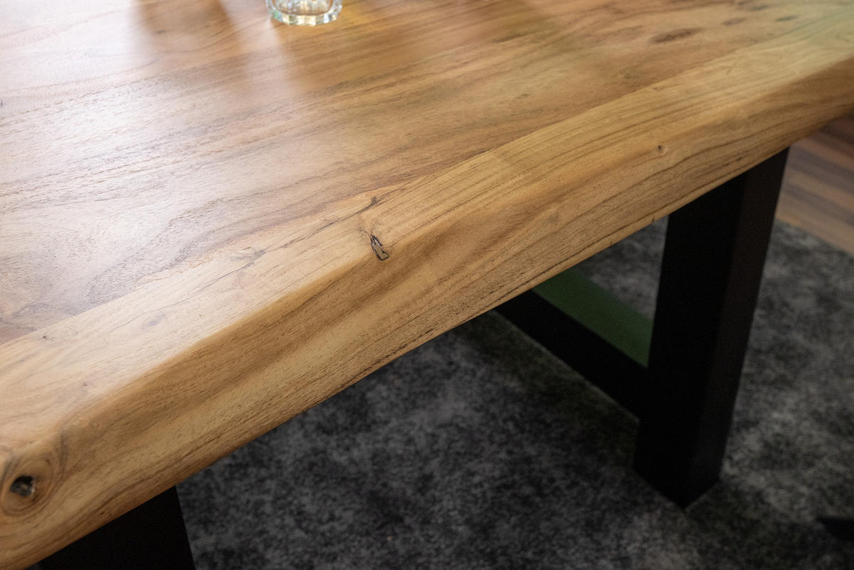 ESSTISCH CALI - Beige/Schwarz, Holz/Metall (90/180/77cm) - SAM