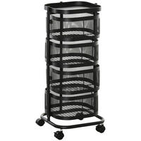 SERVIERWAGEN 33/33/77 cm mit Rollen und 4 Drahtkörben in Schwarz - Schwarz, Metall (33/77/33cm) - BEAOK
