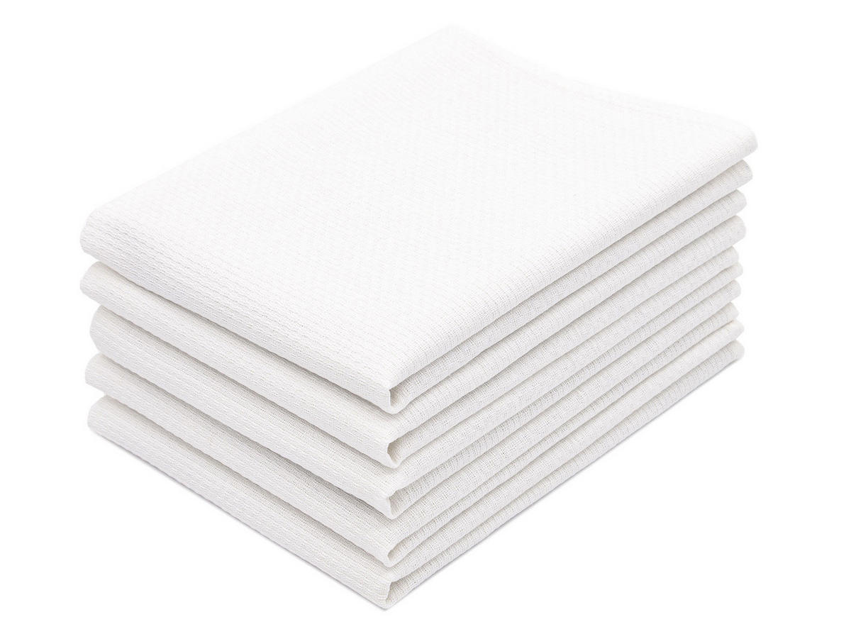 GESCHIRRTÜCHER, 5er-Set, 50x75 cm, 100% Baumwolle, Weiß - Weiß, Textil (50/75cm) - Zollner