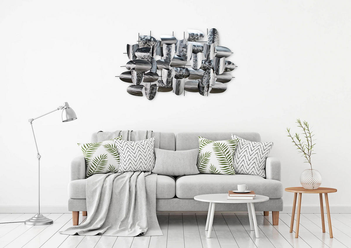 WANDDEKO Silber 128/70 cm - Silberfarben/Grau, Metall (7.5/70/8cm) - KUNSTLOFT