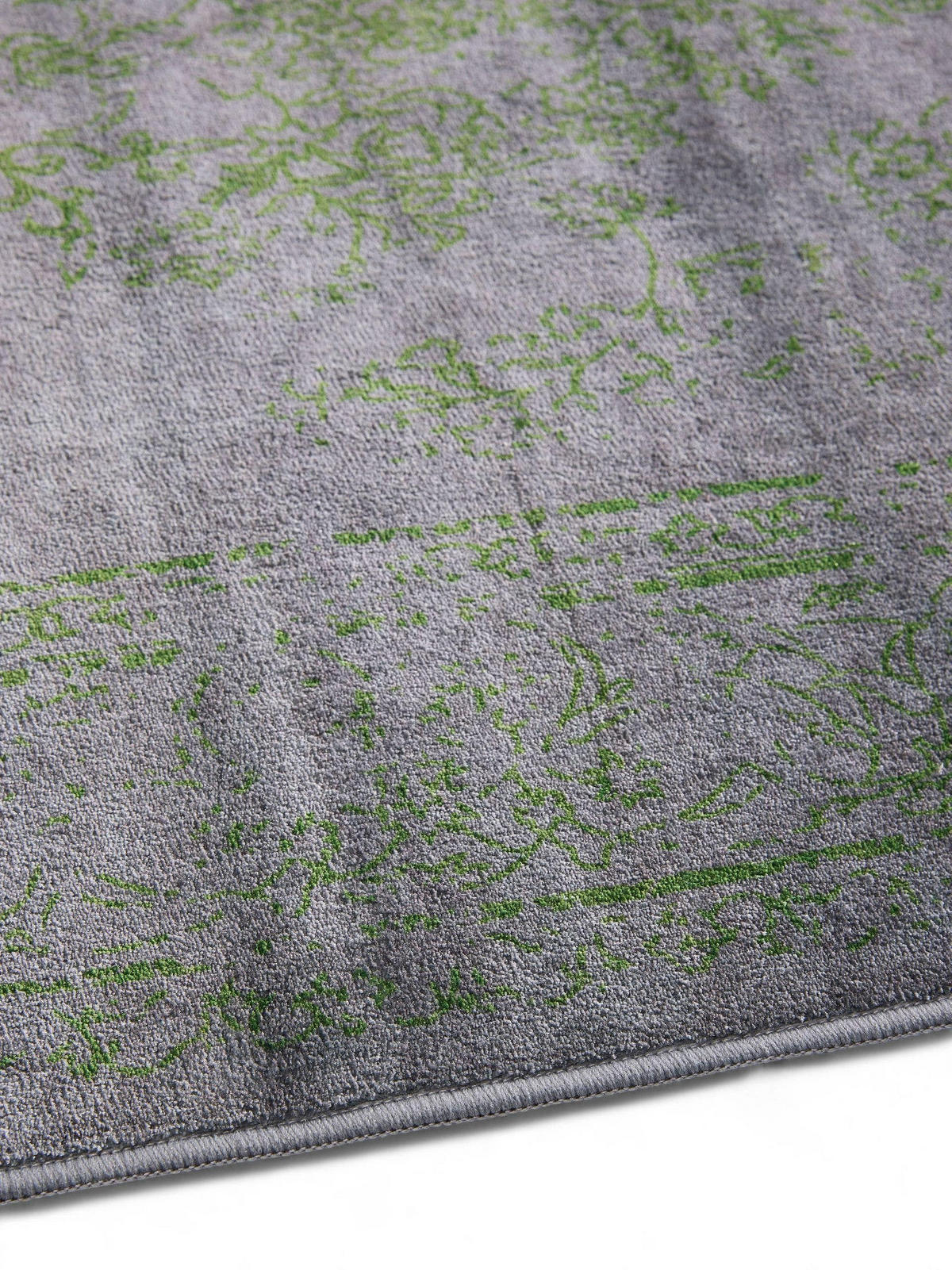 VINTAGE-LÄUFER Miray waschbar 80/240 cm - Grau/Grün, Kunststoff (80/240cm) - benuta Nest