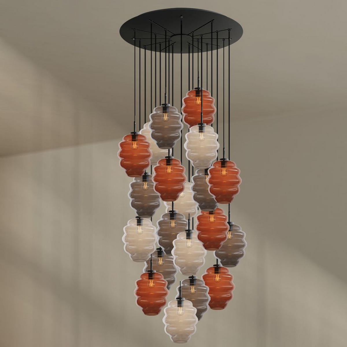 GALERIELEUCHTE Echos 20-flammig Mehrfarbig Ø 25cm - Multicolor/Weiß, Glas (25/25/28cm) - s.luce