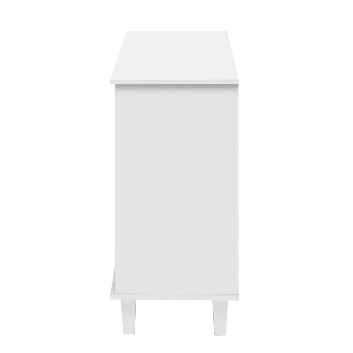 SIDEBOARD 140/40/83 cm Weiß aus MDF mit Spiegeltüren und Schubladen - Weiß, Holzwerkstoff (140/83/40cm) - OKWISH