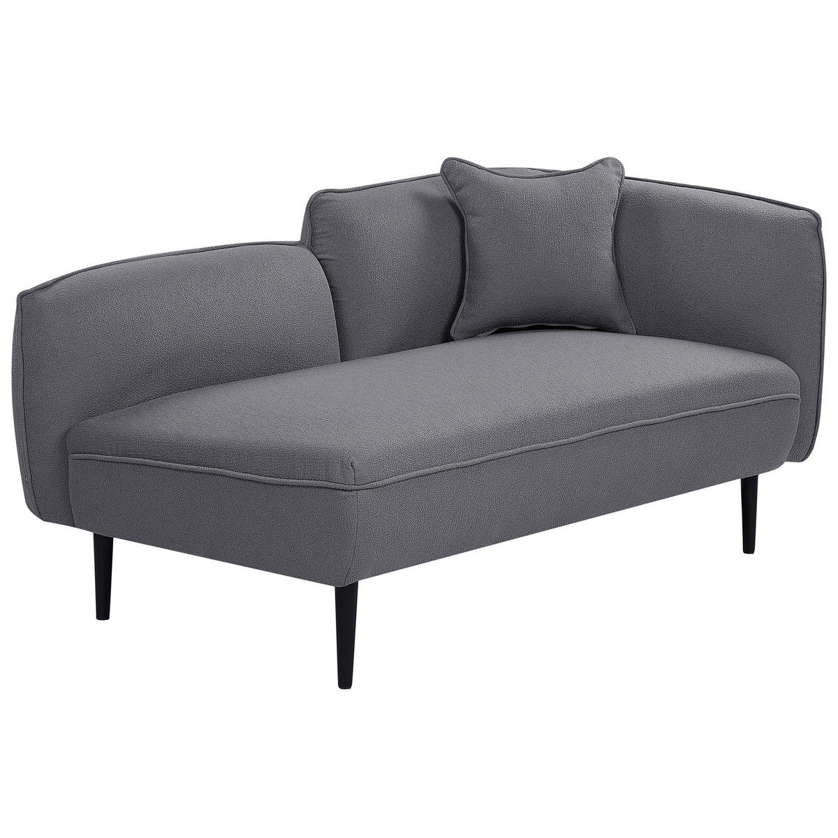 CHAISELONGUE Bouclé dunkelgrau rechtsseitig Chevannes - Schwarz/Grau, Textil (138/74/77cm) - Beliani