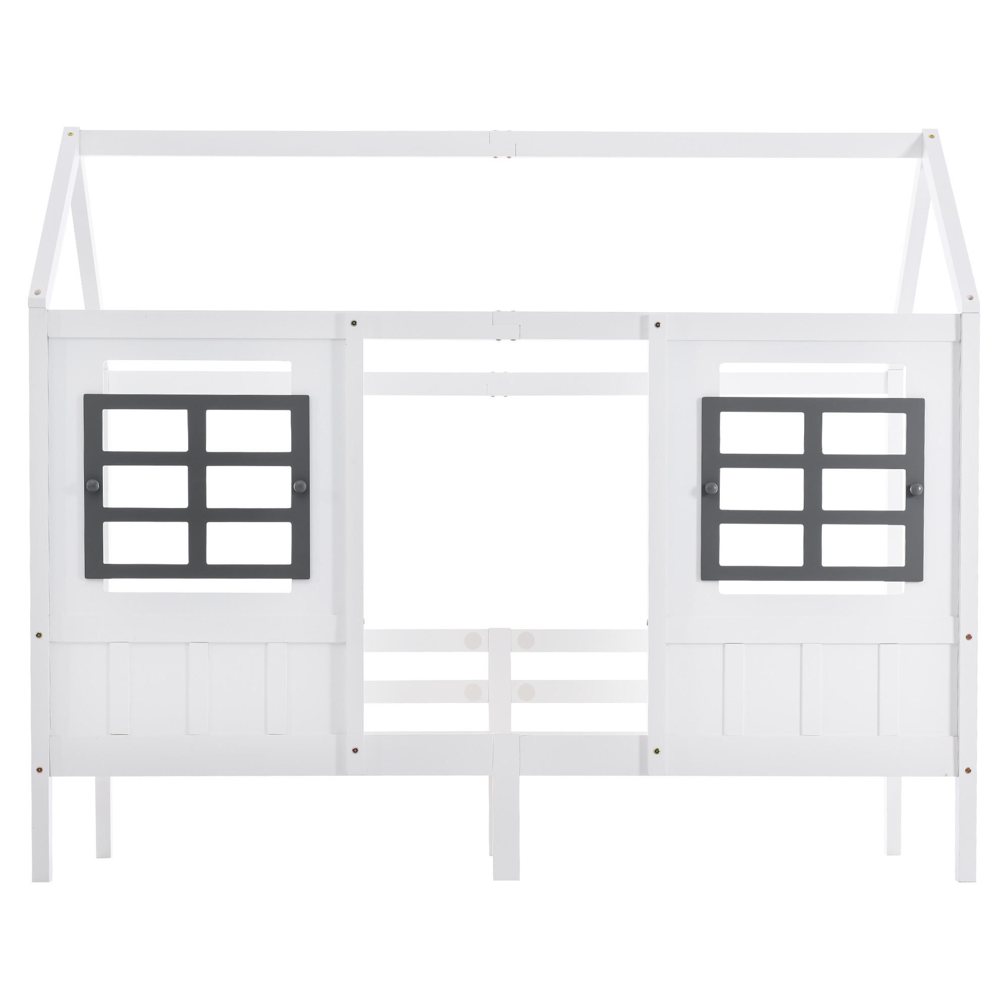 Redom DĚTSKÁ postel 200/90 cm s domkem, 2 okny a bezpečnostními bočnicemi, stabilní konstrukce, Bílá