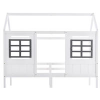KINDERBETT 90/200 cm in Hausform mit 2 Fenstern und Rundumschutz aus Kiefer und MDF, Weiß - Weiß, Holzwerkstoff (90/200cm) - Redom
