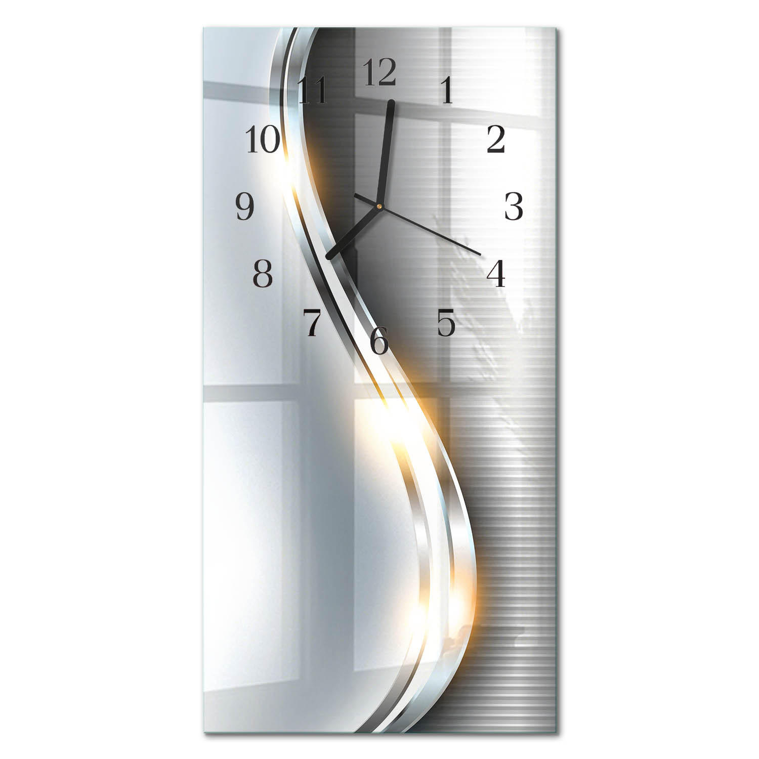 WANDUHR 60x30 cm - Roter Bus - Silberfarben, Glas (30/60/0.4cm) - TULUP