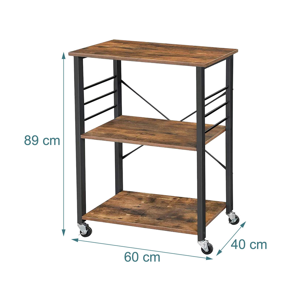 KÜCHENWAGEN - Multicolor, Holzwerkstoff/Metall (60/89/40cm) - Relaxdays
