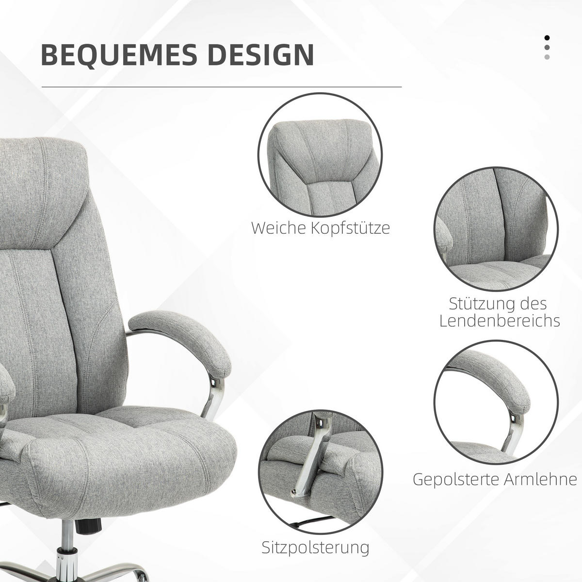BÜROSTUHL mit Wippfunktion ergonomischer Schreibtischstuhl mit Armlehne - Hellgrau, Kunststoff (78/118/65cm) - Vinsetto