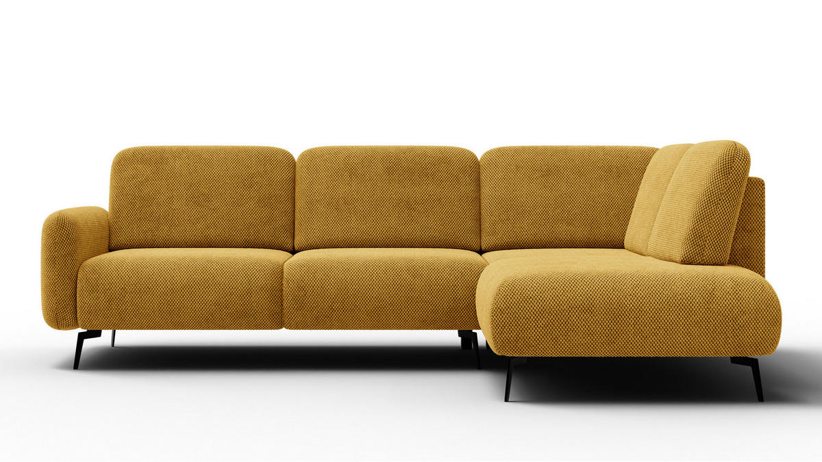 ECKSOFA FEBE 5-Sitzer rechts, dunkelgelb - Gelb/Schwarz, Holz/Textil (271/190cm) - Courtois Laville