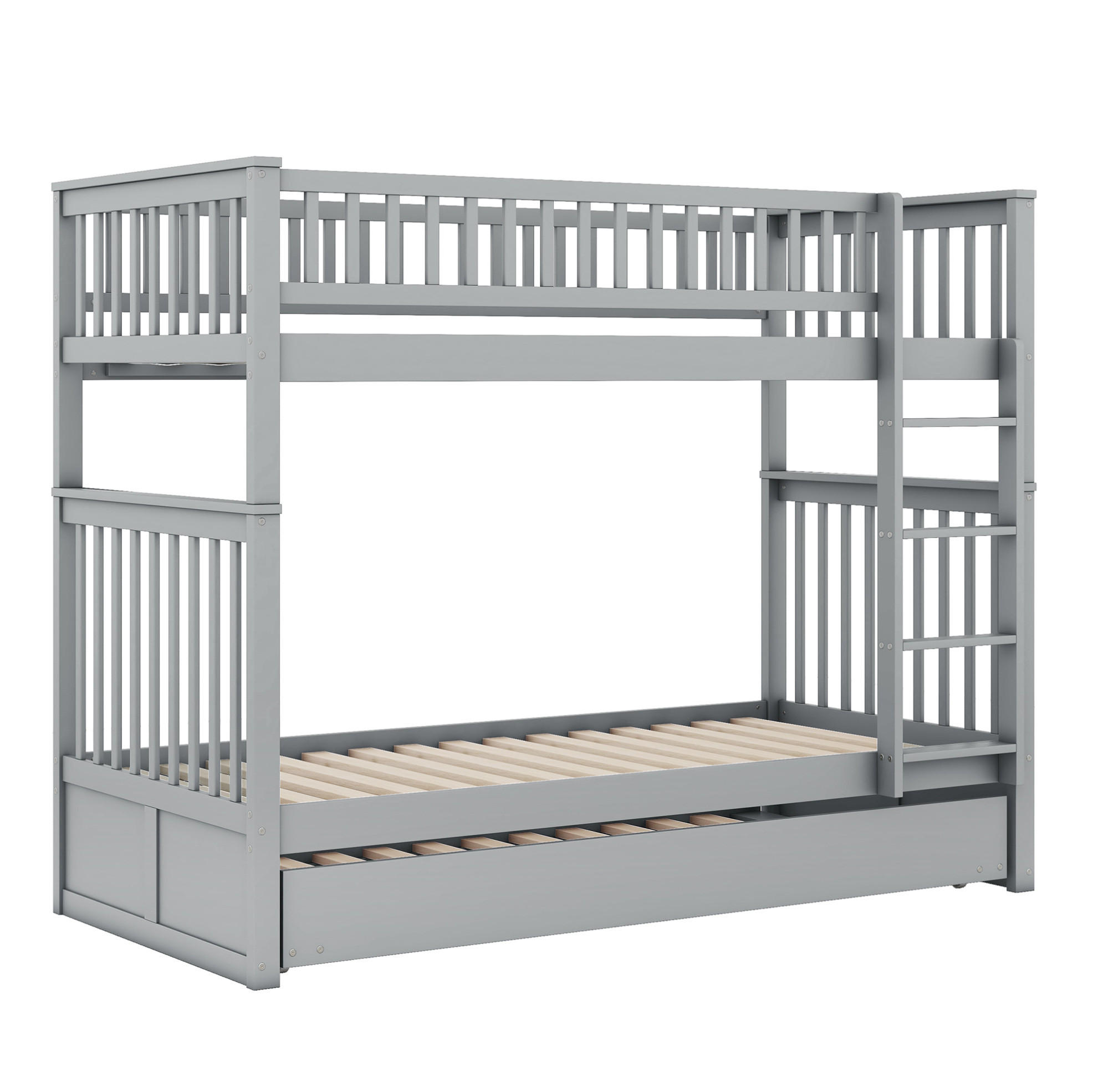 ETAGENBETT 90/200 cm aus Kiefernholz mit Ausziehbett, Grau - Grau, Holz (90/200cm) - OKMYHOME