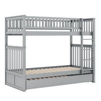 ETAGENBETT 90/200 cm aus Kiefernholz mit Ausziehbett, Grau - Grau, Holz (90/200cm) - OKMYHOME