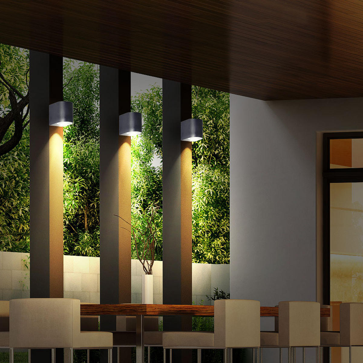 LED AUSSEN-WANDLEUCHTE Aluminium Schwarz 3-tlg. - Schwarz, Glas (7/8/9.4cm)