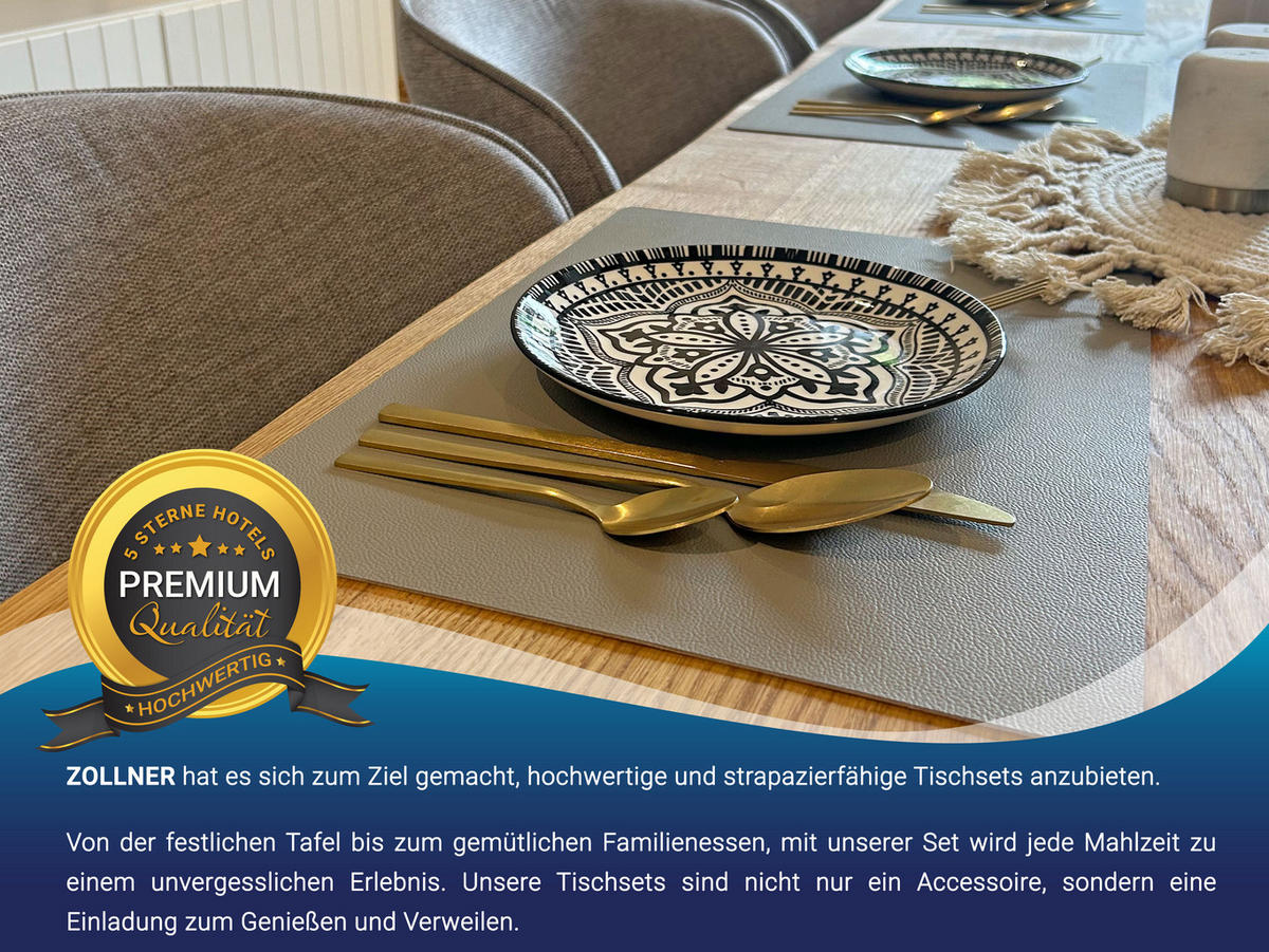 TISCHSET, 6er-Set, 30x42 cm, wasserdicht, aus PVC und Polyester, Beige - Beige, Textil (42/30/1cm) - Zollner