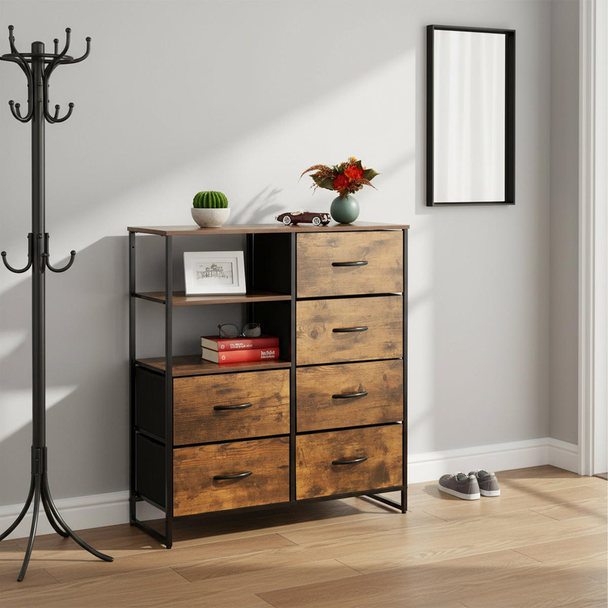 KOMMODE - Braun, Holz/Holzwerkstoff (84/92/32cm) - Relaxdays