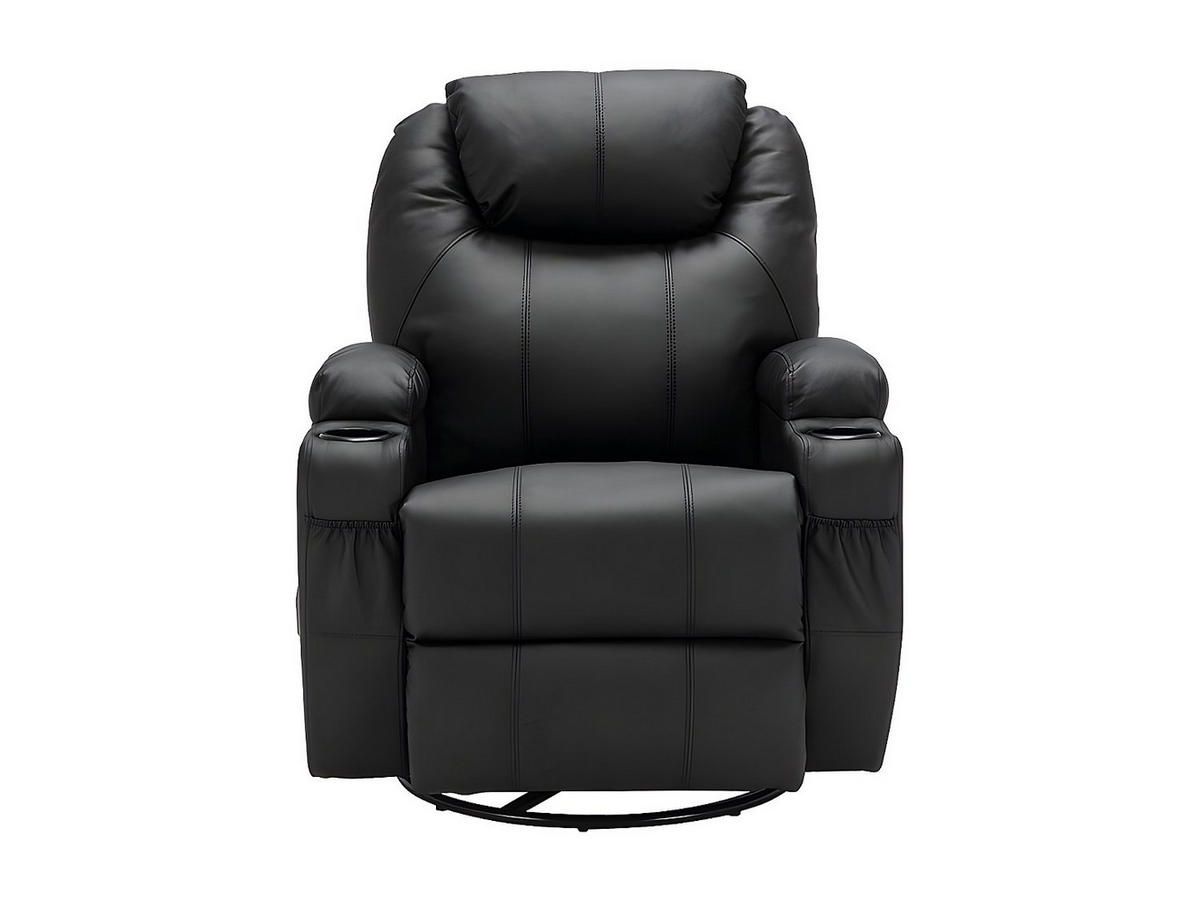 MASSAGESESSEL - Kunstleder - Schwarz - SILVANO - Schwarz, Leder (82/105/95cm) - Vente-Unique