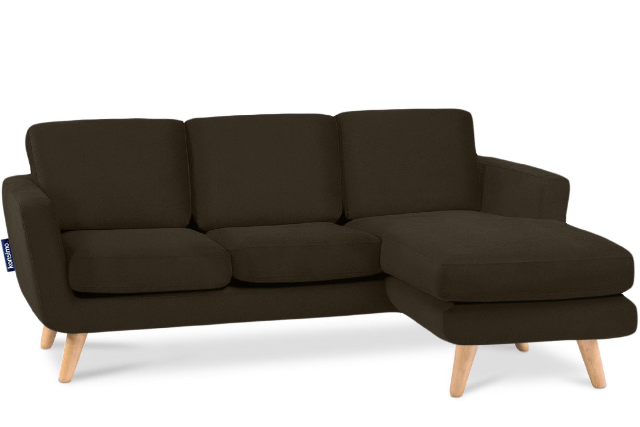 ECKSOFA-RECHTS TAGIO 3/4 Sitzer, braun - Braun, Buchenholz/Textil (190/151cm) - KONSIMO®