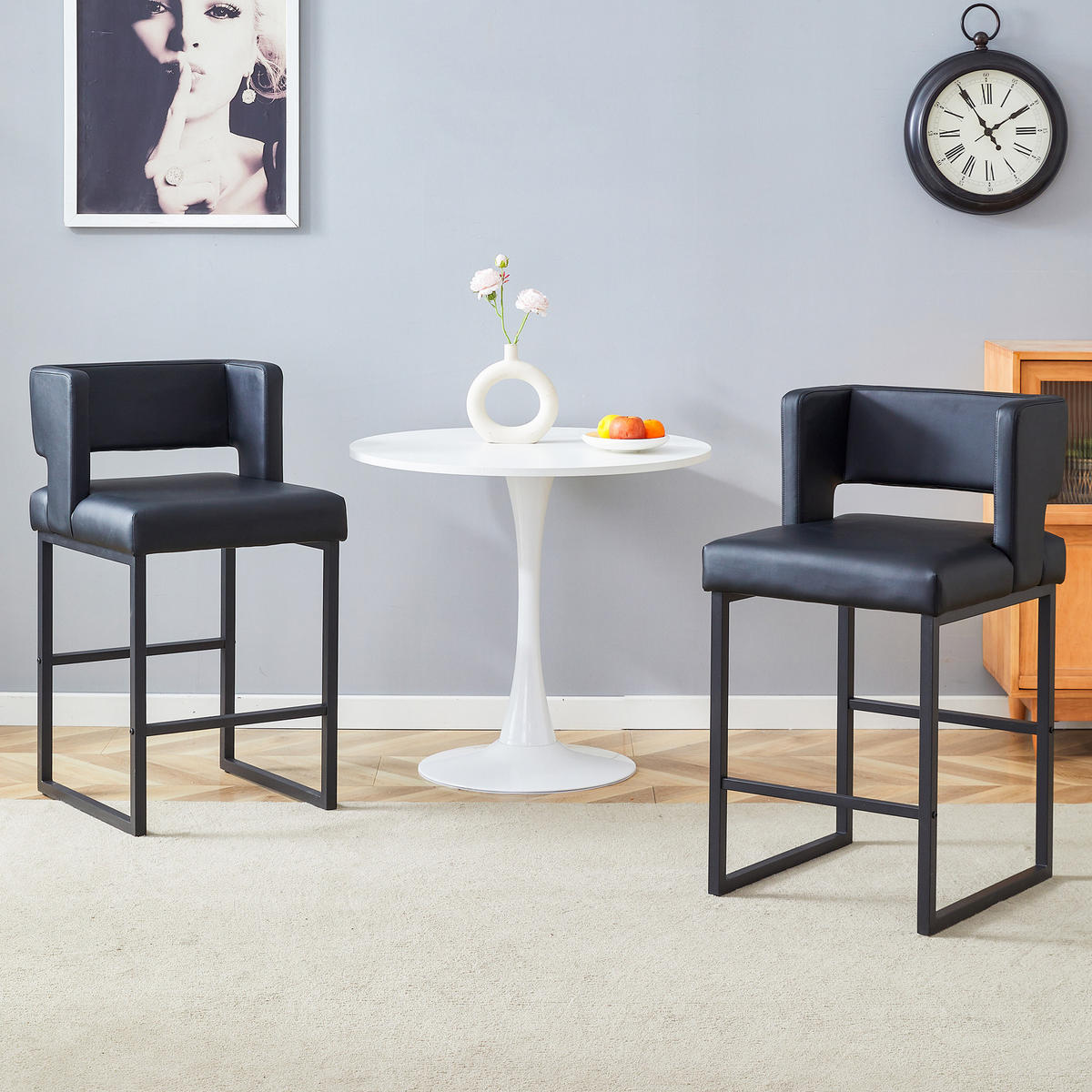 BARHOCKER DE-36489 2er Set mit quadratischem Design Schwarz - Schwarz, Metall (53.3/91.4/48cm) - ComfortXL