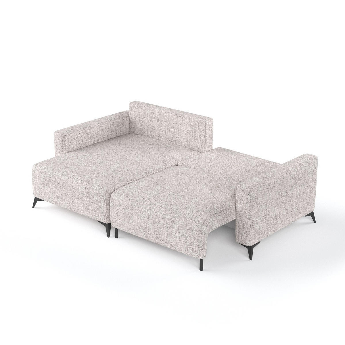 ECKSOFA NUVIO mit Schlaffunktion Beige im Neve Stoff - Beige/Schwarz, Holz/Holzwerkstoff (239/148cm) - AltaBeds