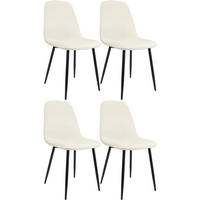 ESSZIMMERSTUHL 4er Set Samt Creme - Creme/Schwarz, Textil/Metall (45/88/54cm) - CLP