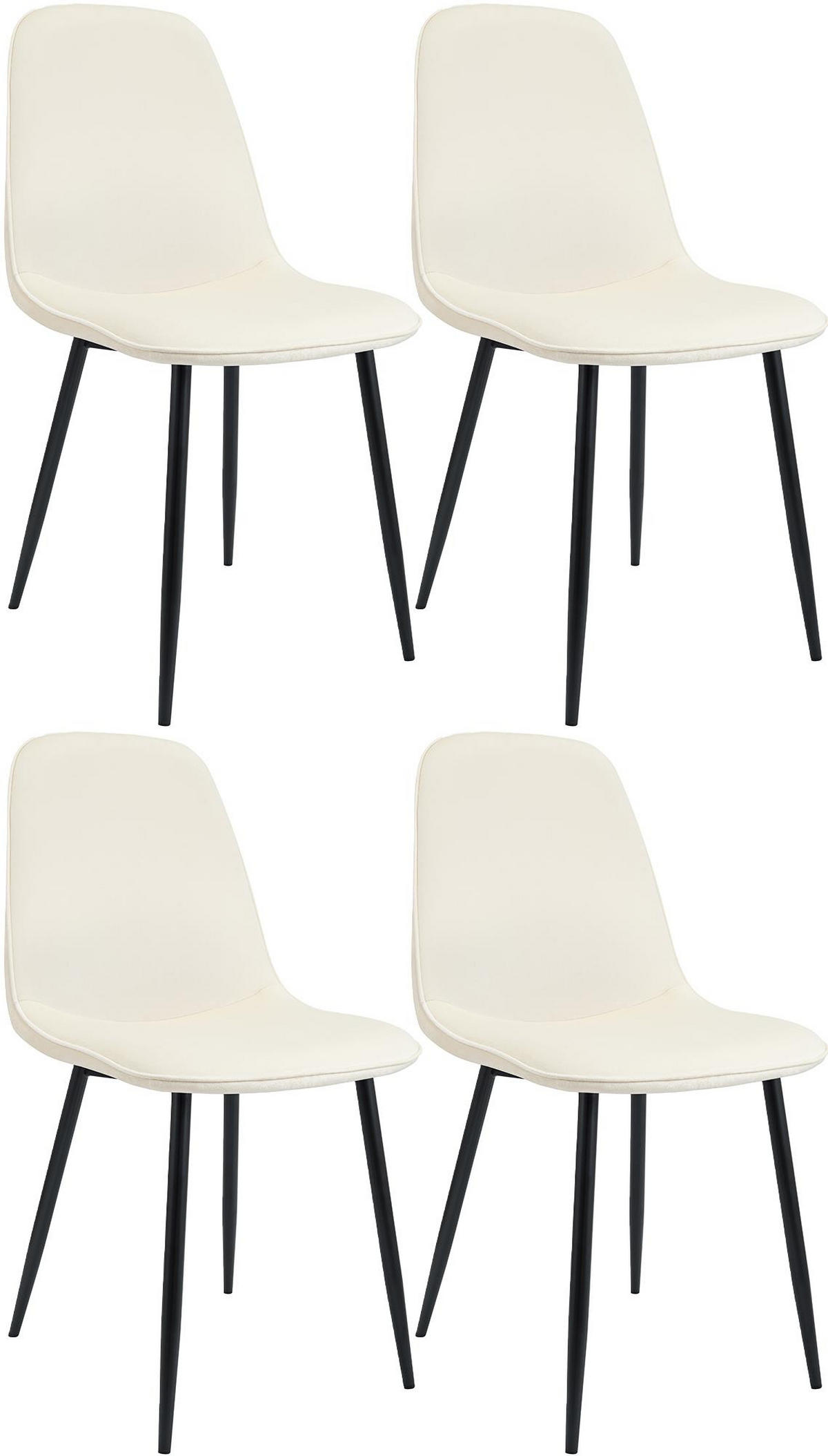 ESSZIMMERSTUHL 4er Set Samt Creme - Creme/Schwarz, Textil/Metall (45/88/54cm) - CLP