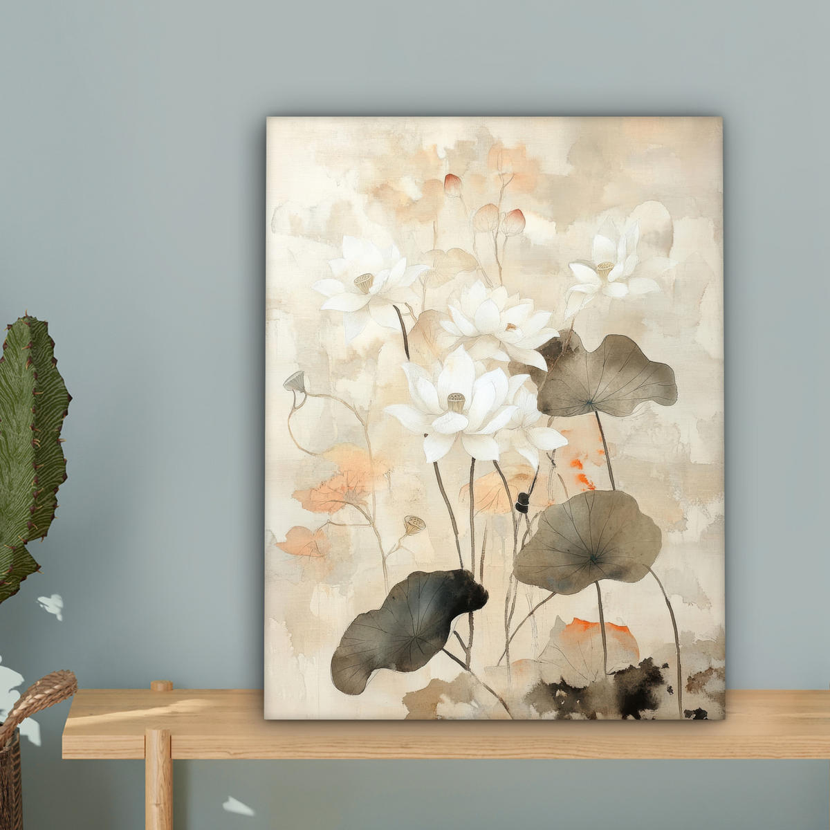 LEINWANDBILD Blumen - Japandi - Wabi sabi 30x40 cm - Sandfarben, Textil (30/40cm) - MuchoWow