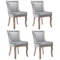 ESSZIMMERSTUHL gepolstert Samt Grau Massivholzrahmen 4er-Set - Grau, Holz (61/91/55.1cm) - Meubliv
