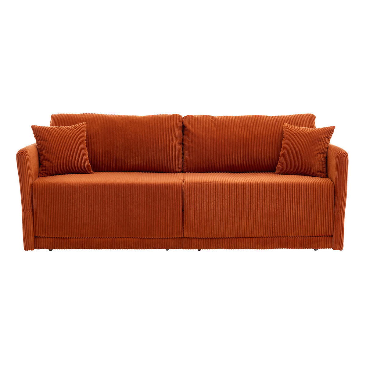 SOFA mit Schlaffunktion 182 cm Orange Cord - Orange, Metall (182/84/88cm) - Meubliv
