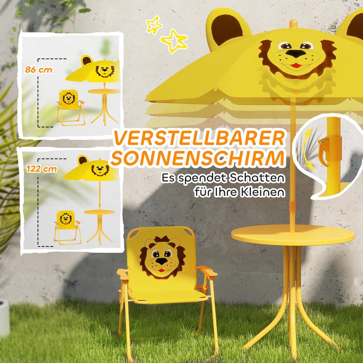 GARTEN-KINDERSITZGRUPPE, Gelb, Stahl, Polyester - Gelb, Metall - AIYAPLAY