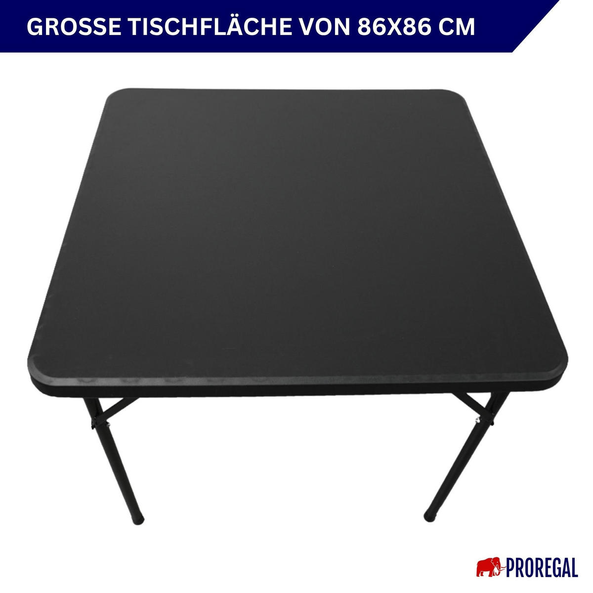 BALKONTISCH klappbar 86x86cm wetterfest 4 Personen Kunststoff Schwarz - Schwarz, Kunststoff (86/86/74cm) - CHEFGASTRO